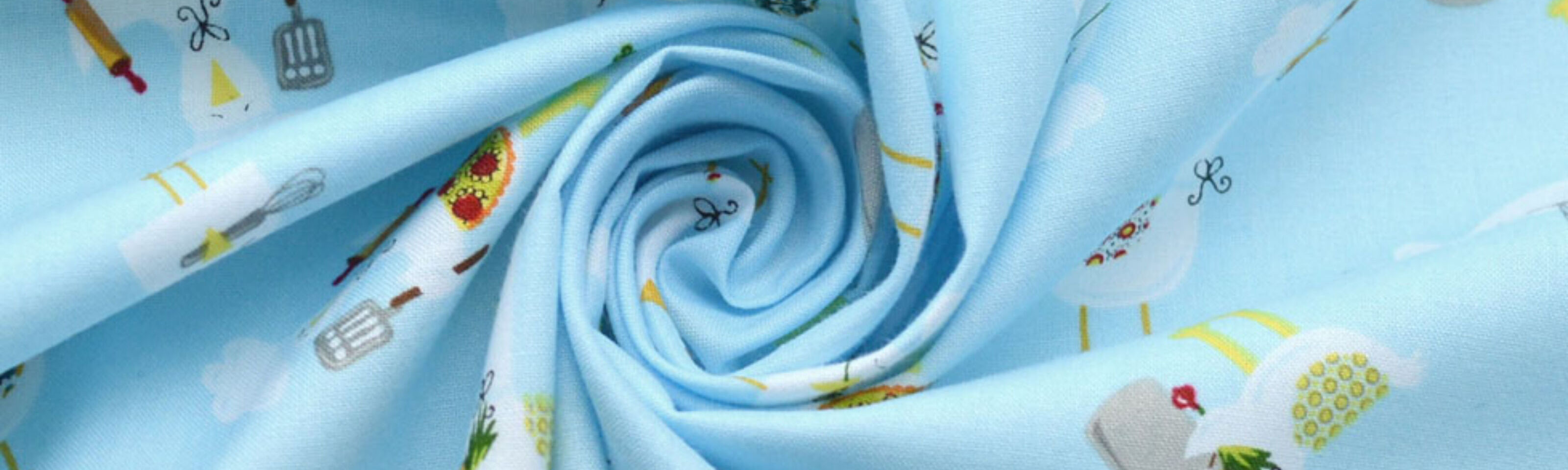 Clothworks - Gourmet Feathers - Pale Blue - Goose Cooking Kids Cotton Fabric CUD