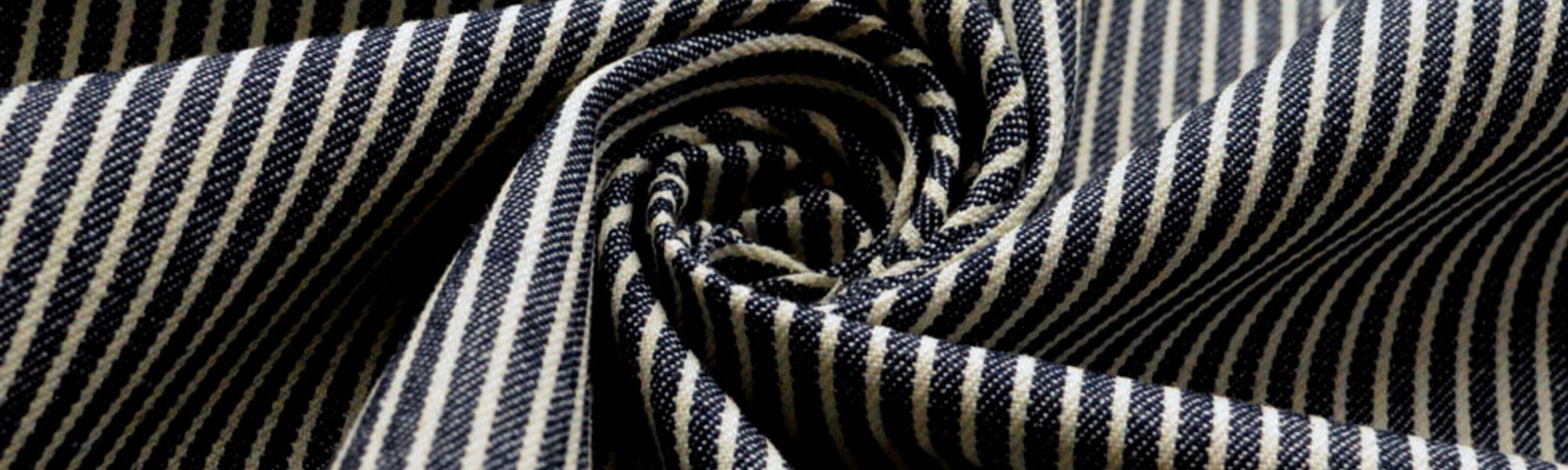 Denim - Henley Stripe - Blue Cream Striped Cotton Denim Trousering Fabric d