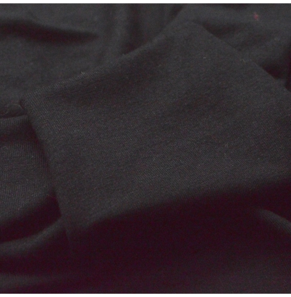 Black Cotton Knitted Jersey Dress Fabric