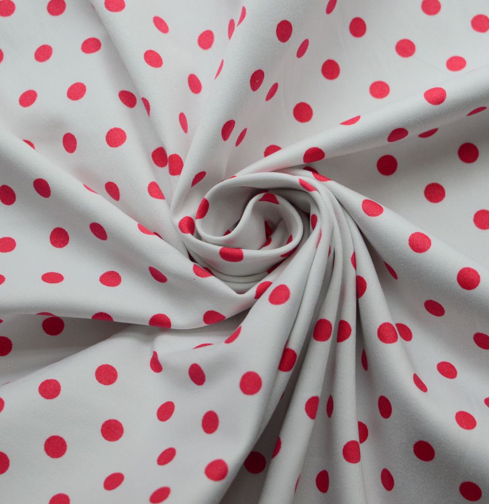 Stretch Cotton Polka Dot Dress Fabric Material